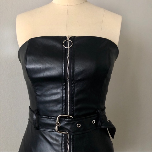 Belt Faux Leather Dress - Picture 3 of 3